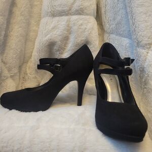 Xappeal Black Double Strap Heels